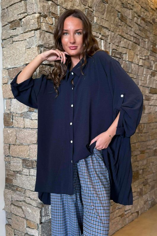 Suki Pleat Back Blouse Navy /12=